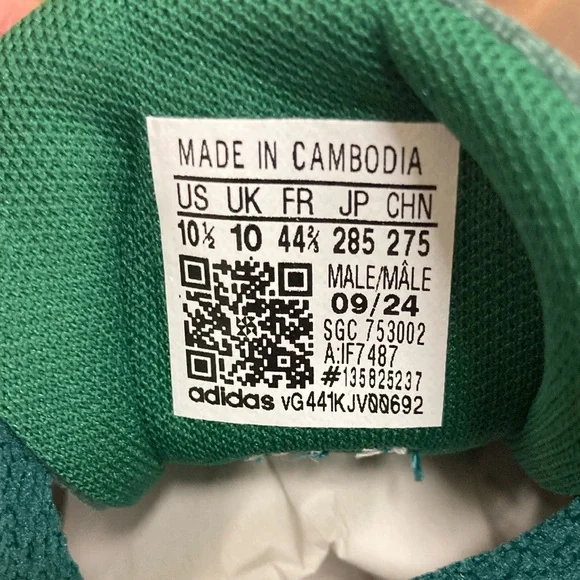 Adidas Green Denim and White Retro Sneakers - Picture 6 of 6